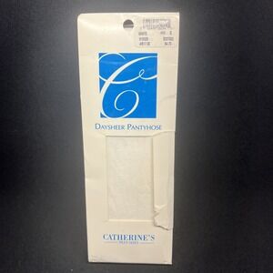 Catherines Day Sheer Ribbed Panty Pantyhose Color White Size D NEW NOS